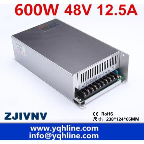 S-600-48) CE approved high quality SMPS Led switching power supply 48V 12.5A 600W input 110/220Vac to dc 48v free shipping