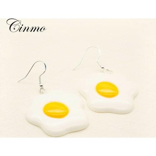 Cinmo 1 Pair Cute Mini Egg Piercing Drop Earrings For Women Girls Creative Handmade Dangle Earrings Wholesale Student Jewelry