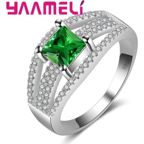 Wide Ring 925 Sterling Silver Colorful Luxury Romantic Style Embellished Crystal Stone Wedding Proposal Jewelry For Girl