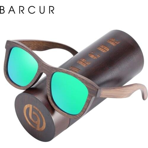 BARCUR Natural Wooden Sunglasses Polarized Men Handmade Bamboo Sun glasses for Women With Original Package
