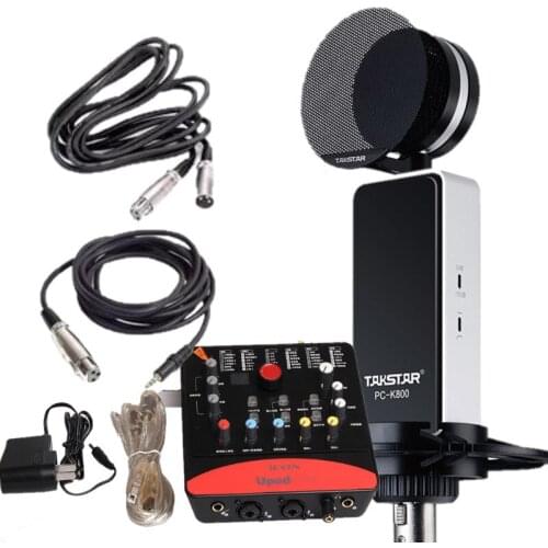 Takstar PC-K800 Studio Recording Microphone & ICON upod pro sound card with 2 cable for professional recording,stage performance