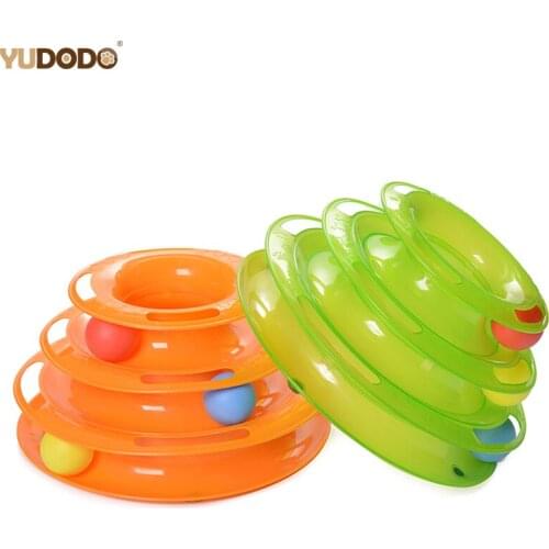 3 Layers Crazy Ball Disk Cat Toys Anti-slip Interactive Amusement Plate Triple Turntable Play Disc Small Pet Toy For Kitten Cats