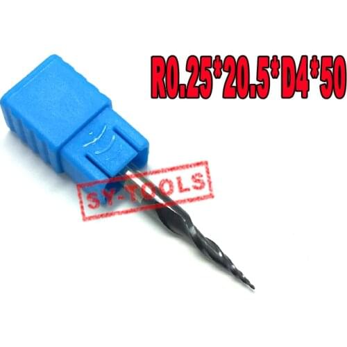 2PCS R0.25*D4*20.5*50L*2F HRC55 Tungsten solid carbide Coated Tapered Ball Nose End Mills taper and cone endmills