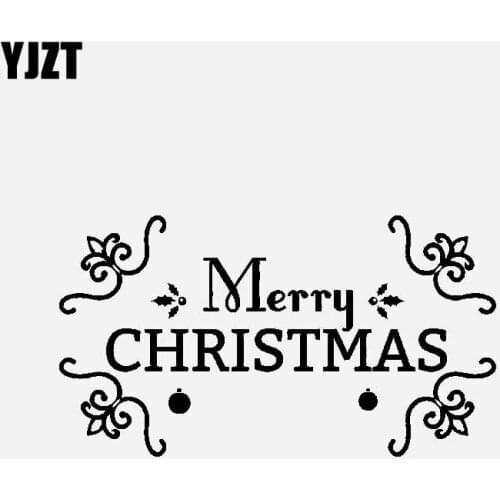 YJZT 18.1CM*10CM Merry CHRISTMAS Car Sticker Vinyl Decal Font Creative Design Black/Silver C23-0181