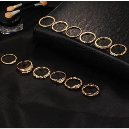 12pcs/set Bohemian Vintage Women Finger Rings Set Punk Ring Gift F3MF