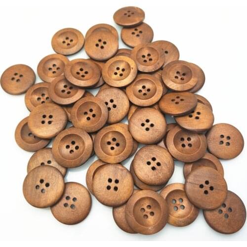 50 pcs 25mm 4 holes natural wood pattern sewing wood buttons natural wood DIY Clothing Sewing Decorative 7NK245-2
