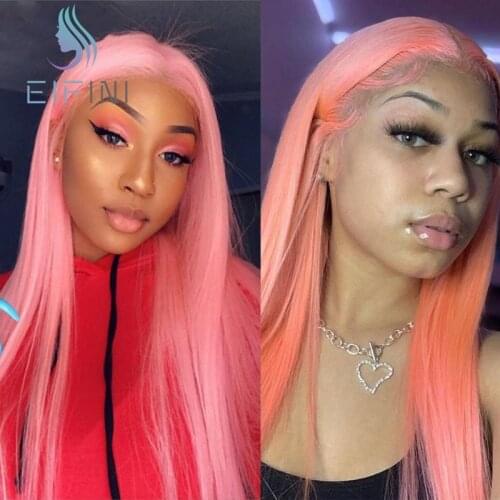 613 Pink Color 13x4 Straight Lace Front Wig With Baby Hair Glueless Peruvian Remy Human Hair Wigs For Black Women Pre Plucked