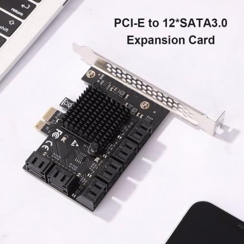 Chi a Mining ASM1064 PCIE SATA PCI-E Adapter 12 Ports SATA 6GB to PCI Express X1 Controller Expansion Card SATA Multiplier Riser