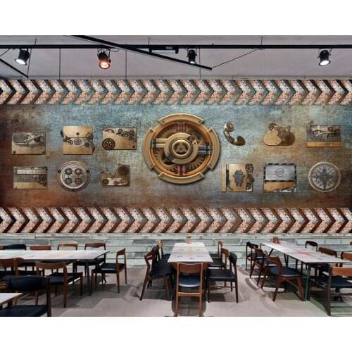 Free Shipping Vintage Retro Industrial Style Dining Bar Background Wall Custom 3D Hotel Decoration Wallpaper KTV Nightclub Mural