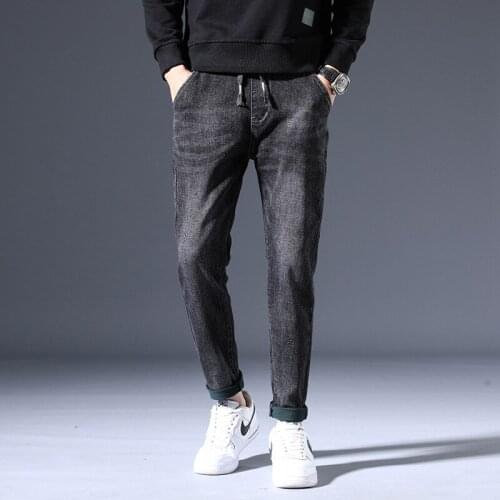 Jeans Mens New Style for Autumn and Winter Fashion Trend Mens Korean-Style Loose Wide Leg Large Harlan Straight Skinny Pants