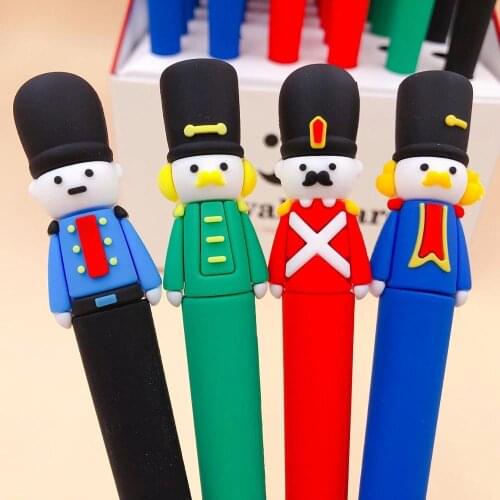 48 pcs/lot Creative Soldier Gel Pen Cartoon 0.5 mm black ink Signature Pens School Office writing Supplies Promotional Gift