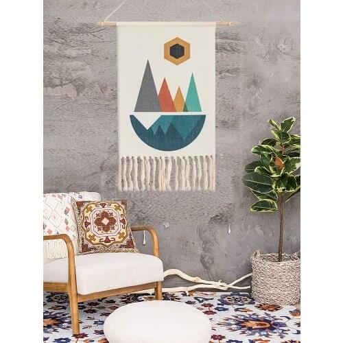 Hand-woven Homestay Boho Tassel Tapestry Wall Hanging Decoration Nordic Bohemian Room Geometric Tapestry Dorm Room tapestry