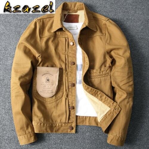 Korean Japanese Style Mans Cotton Jackets Military Khaki Jeans Jacket Coat Winter Mens Uniform Jacket Oversized Streetwear A929