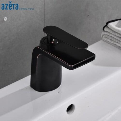 Azeta Brass ORB Basin Faucet Modern Bathroom Waterfall Faucet Single Handle Wash Basin Mixer Tap Free Shipping AT8889OB