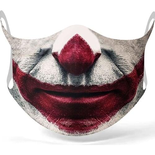Halloween Horror Clown Mask Men Women Unisex Adult Printing Masks Cospaly Gift Protection Cycling Sports Breathable Party Mask