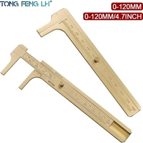 0-120mm Mini Brass Caliper Pure Copper Vernier Double Single Scale Measuring Ruler Retro Portable
