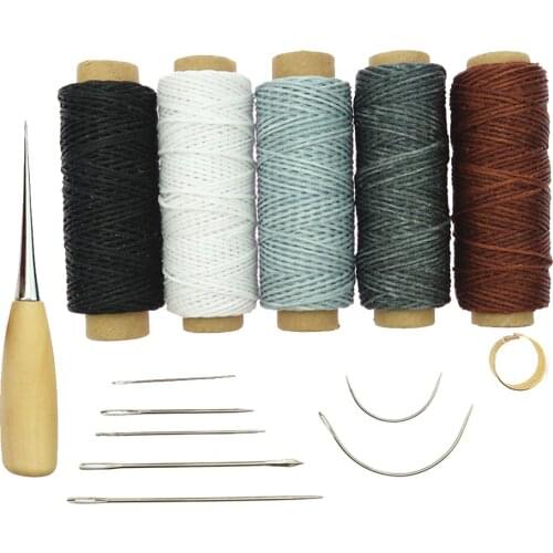 14Pcs Leather Crafts Repair Kit: 5 Rolls & Heavy Duty Assorted Wax Thread