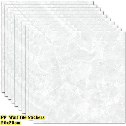 10Pcs Marble Effect Tile Sticker Self-adhesive Waterproof PP Kitchen Bathroom Non-slip Background Wall Decorative Wall Stickers