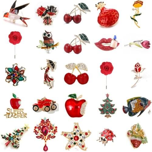 Miraculous New Red Car Owl Ladybug Rose Flower Cat Bird Brooch Collar Pins Corsage Animal Badges Jewelry Women Kids Brooches