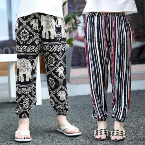 2019 New Summer Girls Pants Anti-mosquito Pants Boys Printed Harem Pants Kids clothes Joggers Teenager Trousers Baby Clothing