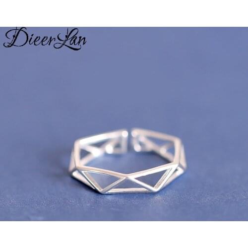 Punk Silver Color Hexagon Rings For Women Adjustable Size Finger Ring Fashion Jewelry