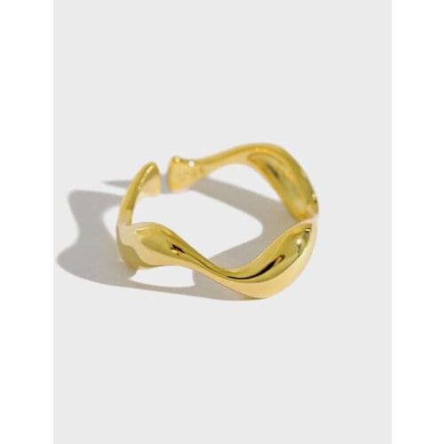 1PC Authentic S925 Sterling Silver FINE Jewelry Golds /White Irregular Twist Weave ring adjust TLJ684