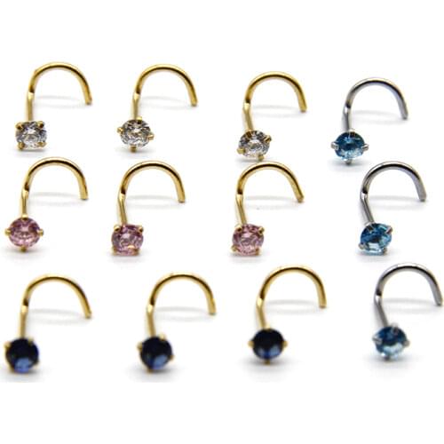 Nose nail body piercing stainless steel 5 shape nose curve fashion AAA grade 3mm round zircon 5 shape nose nail