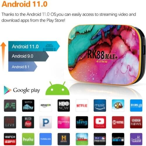 RK88 MAX+ Android 11.0 Smart TV Box 32/64/128GB 1080P Full HD RK3318 2.4/5G WiFi Media Player android tv Box Set Top Box 2G 16G