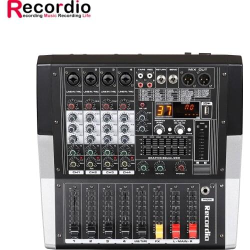 GAX-ED4 Professional 4-Channel Audio Mixer Powerful 7-band Equalization DJ Audio Mixer With USB Switch For Karaoke Stage KTV
