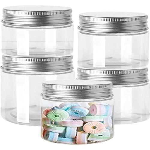Empty Wide Mouth Plastic Clear PET Food Storage Containers Jars High capacity 200/300/400/500ml Face Sample Pot Travel Bottle
