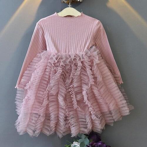 Amya Baby Toddler Girl Christmas Dress Solid Color Autumn Winter Kids Clothes Girls Tutu Dresses For Birthday Party