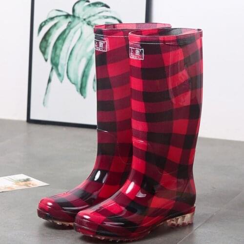 Rain Boots Rubber Women Waterproof Rain Shoes Soft High Barrel Kitchen Garden Water Work Wash Shoes Winter Thicken Rainboots