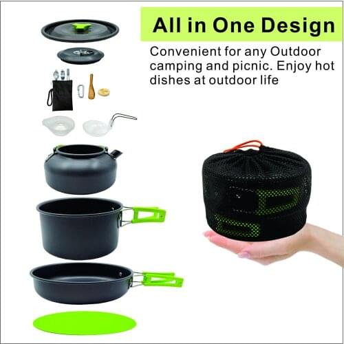 Folding Cookware Pot Set Picnic Tableware Corkscrew Space-saving Cutting Board Combination Packages Aluminum Alloy Cookware Set