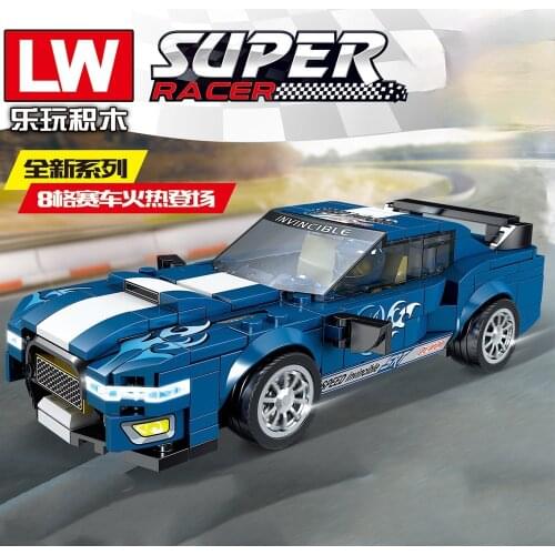 Super Racing Fiesta Mustang sport car Boy Assembled Particle Building Block Toys for children gifts