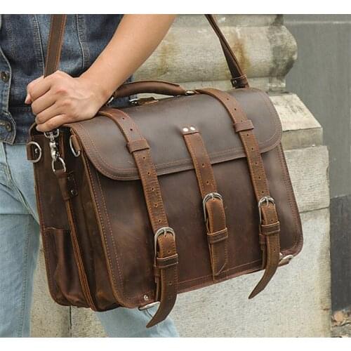 Thick Crazy Horse Leather Bag Men Designer Genuine Leather Travel Back Pack Large Capacity Travel Bag Brand Vintage Weekend Bag