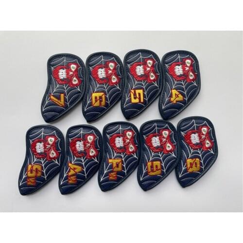 VICKY G 9PCS GOLF CLUBS HEAD COVER SKULL GOLF IRON SET HEAD COVER NAVY BLUE PU LEATHER GOLF HEAD COVER EMS FREE SHIPPING
