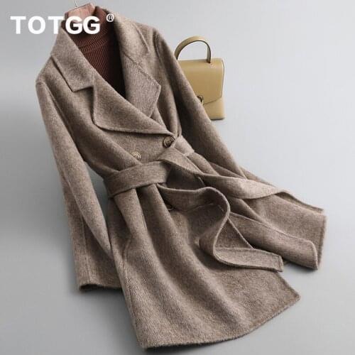 High end wool coat temperament wool double-sided cashmere coat womens spring 2021 new medium and long Hepburn style