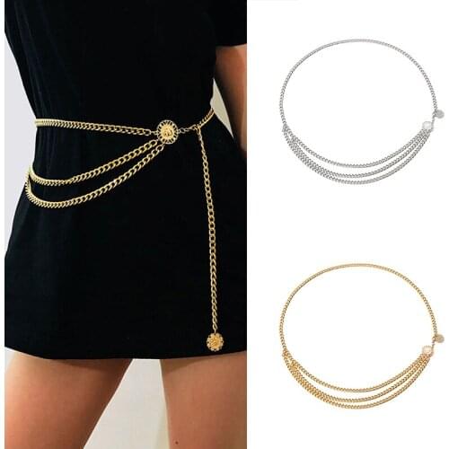 Women Retro Belts For Waistbands All-match Multilayer Long Tassel For Party Jewelry Dress Waist Chain Coin Pendant Belts