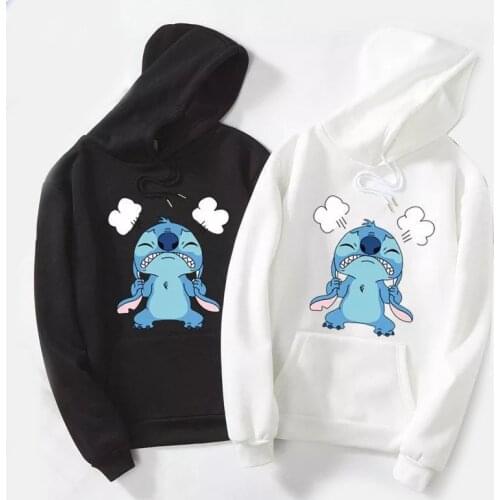 Disney Synthetic Material Spring Autumn Thin Cartoon Loose Hoodies Sweatshirt Women Printed Casual Hooded Pullover Female Coat