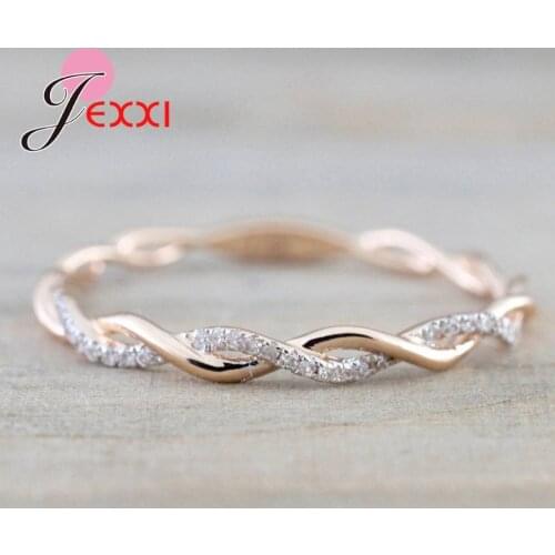 New Design Love Infinity Twist Round Shape Rings for Women Rose Gold With AAA CZ Vintage Finger Ring Female Wedding