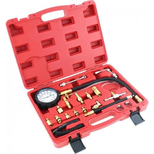 0~140PSI/ 0~10 Bar Replaceable Compression Fuel Injection Pressure Car Diagnostic Tester Tools Kit with Valve and Drain Hose