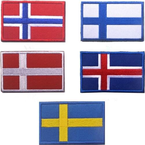 1 Piece 3D Sweden Denmark Finland Norway Flag Patch Backpack Bag Jacket Armband Badge Patch for Clothes Hook and Loop Sticker