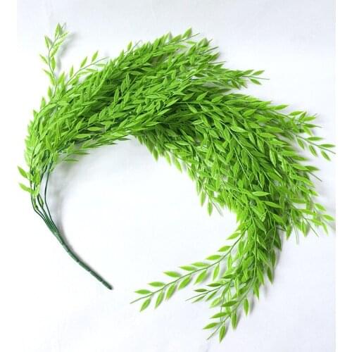 1PC 5 Bifurcation Artificial Fake Hanging Branch Wicker Decora Home Garden Wedding Corridor Green Wicker Wall Artificial Decora