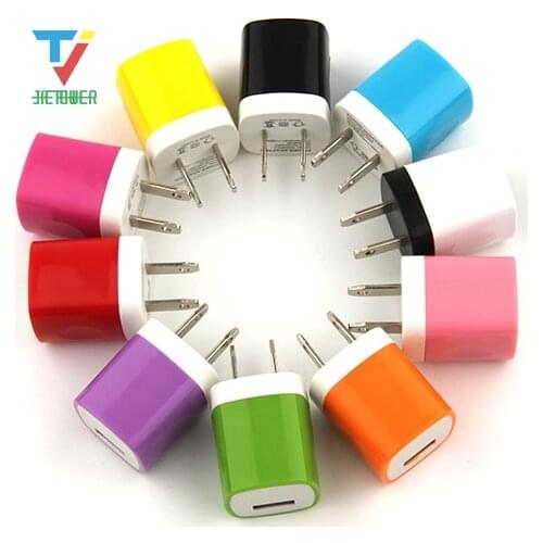 100pcs/lot Colorful 5V 1A US AC home wall charger plug power adapter for iphone X 8 7 6 5 for samsung s7 s6 wholesale cheap