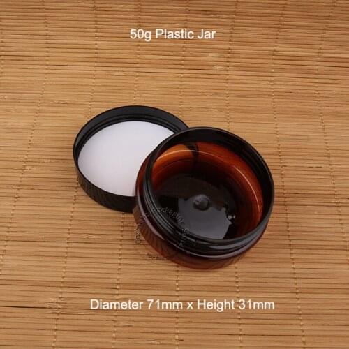 100pcs/Lot Wholesale 50g Plastic Facail Cream Jar PET Bottle Empty Cosmetic Container Black Lid Small Pot Makeup Vial Packaging