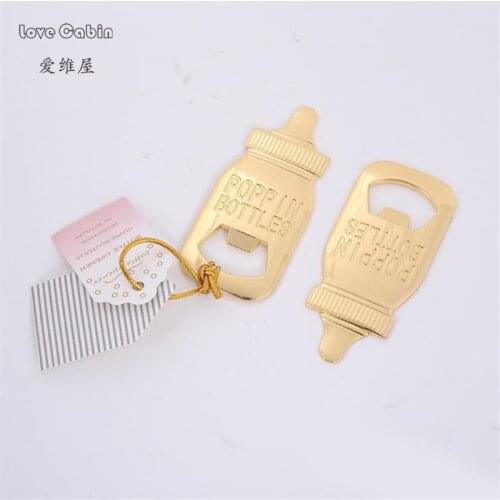 20pcs/lot FREE SHIPPING+NEW ARRIVAL Gold Feeding-Bottle Beer Openers Golden Nurser Bottle Opener Baby Shower Favors