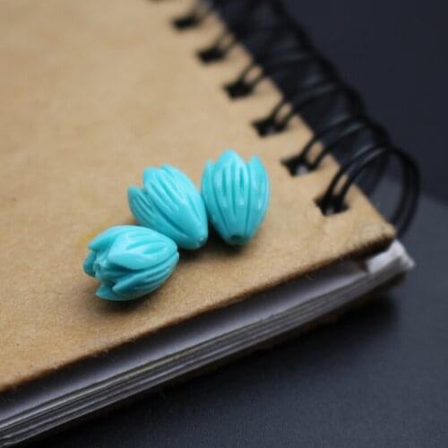 20 pieces/lot) Carved Jasmine Flower Artificial coral beads 7 8mm Ocean Blue color for Jewelry making