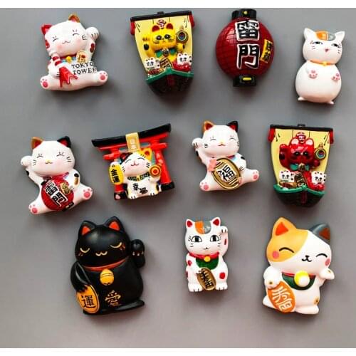 3D resin plutus cat fridge magnets japan tokyo tourist souvenir refrigerator decorations magnet message paste