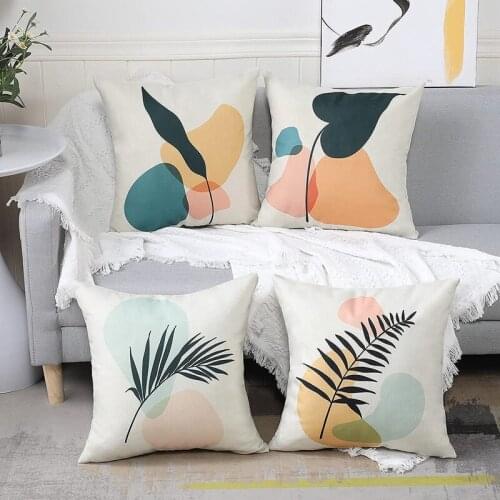 4 Pillow Cover Abstract Stone Yellow Blue Green Brown Decorative Pillow Linen Pillow Covers Case For Sofa 45X45cm