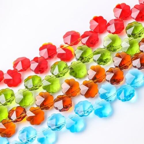 40pcs Crystal Pendant Plum Blossom Shape 12mm Glass Loose Charms Jewelry Making Material DIY Crafts Pearl Beads for Decoration